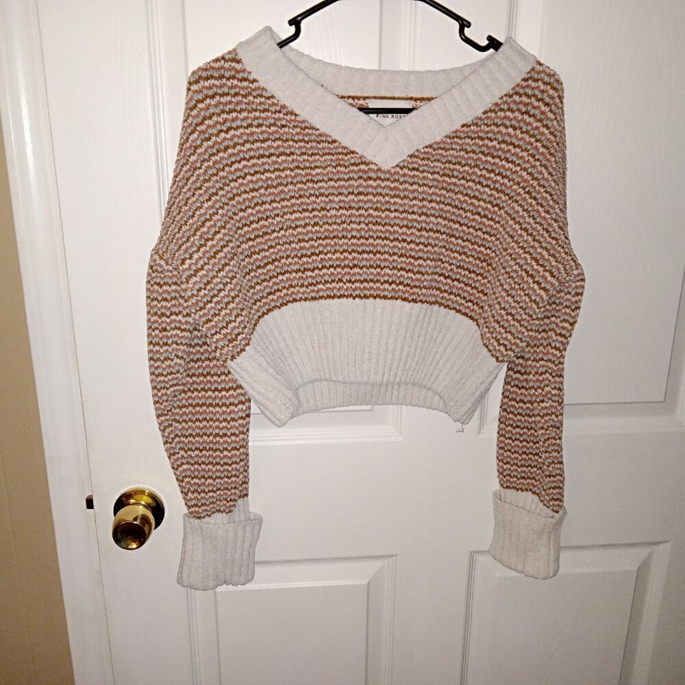 Pink rose sweater crop top